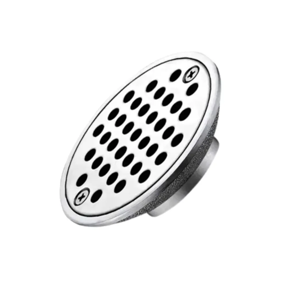 Desagüe anti-chiripa redondo de piso 3,5'', cromado en acero inox para tubo 2'', RUN.