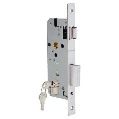 Cerradura de embutir 45 mm con cilindro y 3 llaves, RUN.