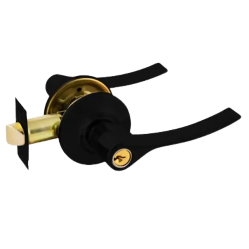 Cerradura de manilla negro mate con 3 llaves, RUN.