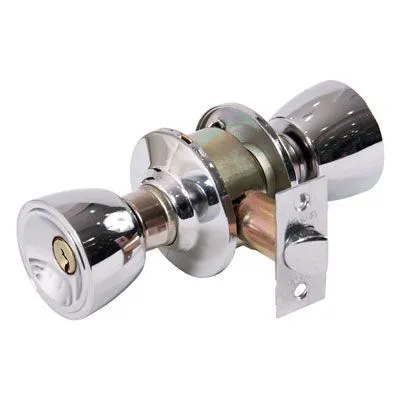 Cerradura de pomo cromada con 3 llaves, RUN.