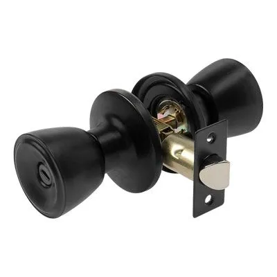 Cerradura de pomo negro mate con 3 llaves, RUN.