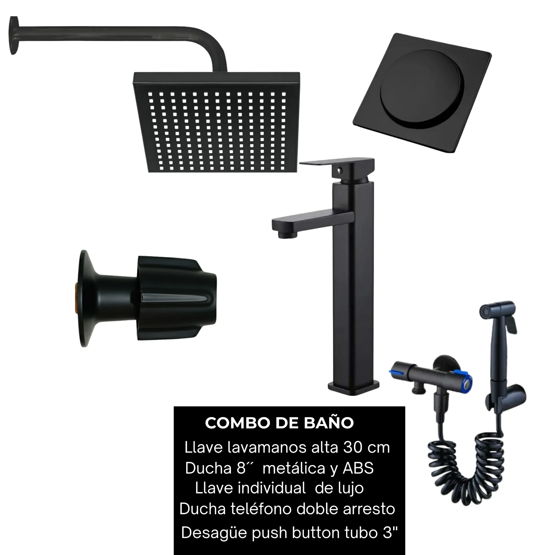 NO DISPONIBLE - PRODUCTO EN TRÁNSITO. Combo #22 Negro mate