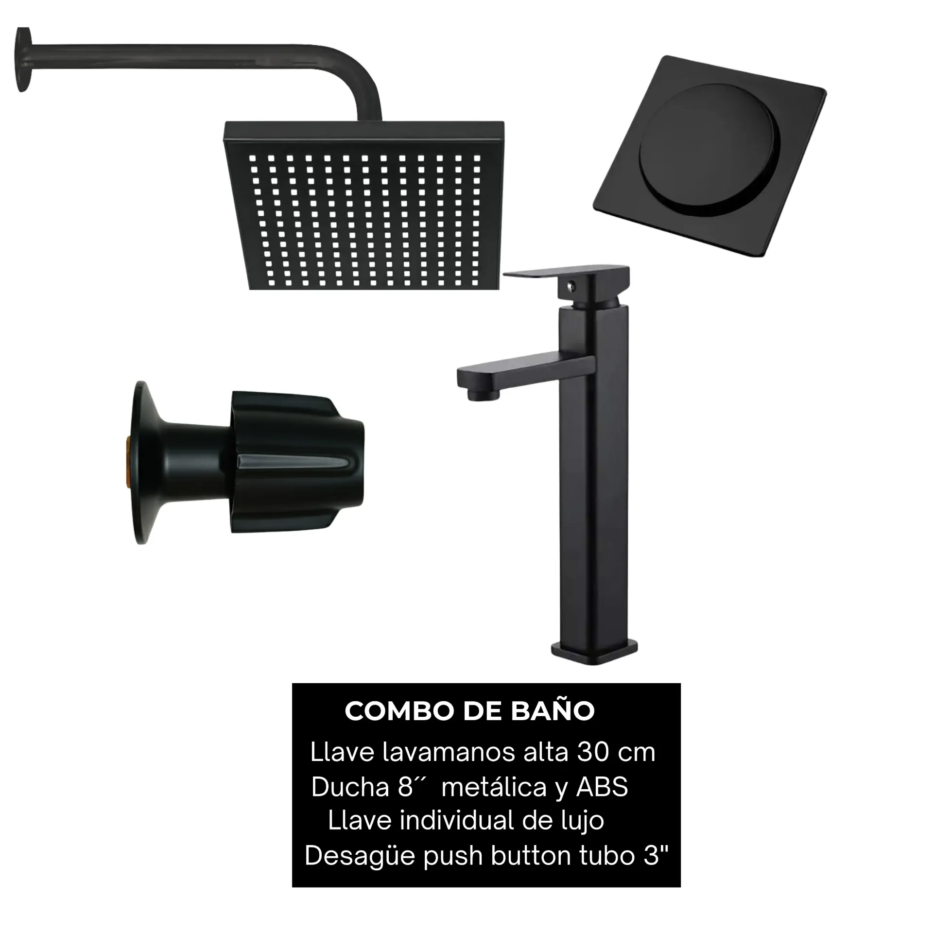 NO DISPONIBLE - PRODUCTO EN TRÁNSITO. Combo #24 Negro mate