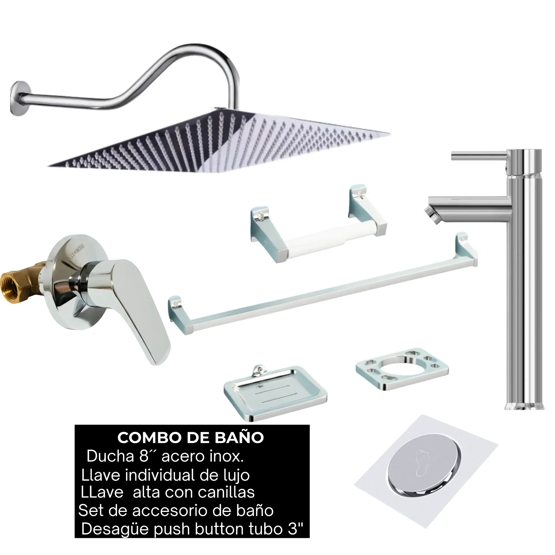 NO DISPONIBLE - PRODUCTO EN TRÁNSITO. Combo #41 Cromado