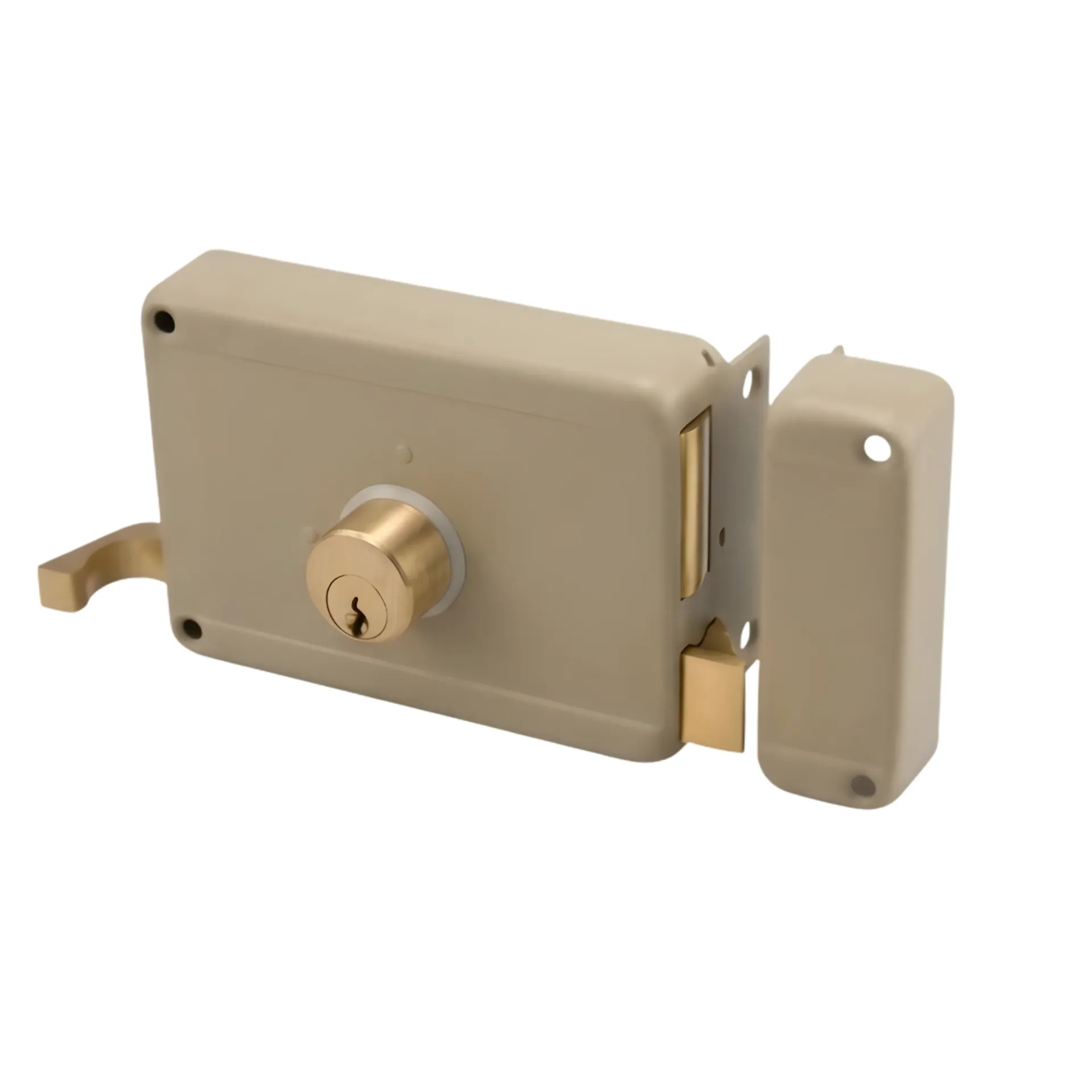 [111A-120] Cerradura de sobreponer izquierda de 12cm con 3 llaves, Q7.