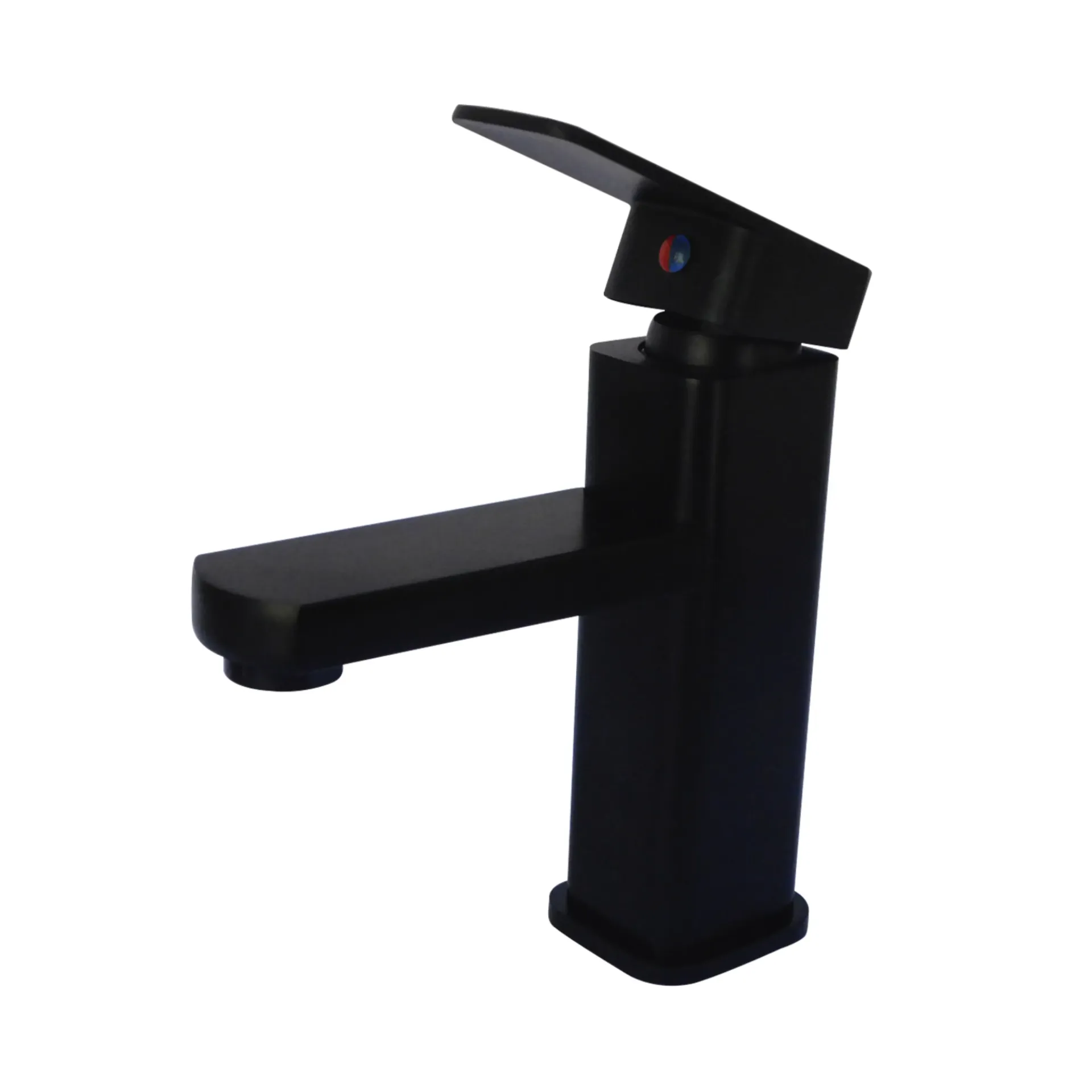 [HTK-M-37C] Llave de lavamanos monomando cuadrada negro mate, Hidrotek.