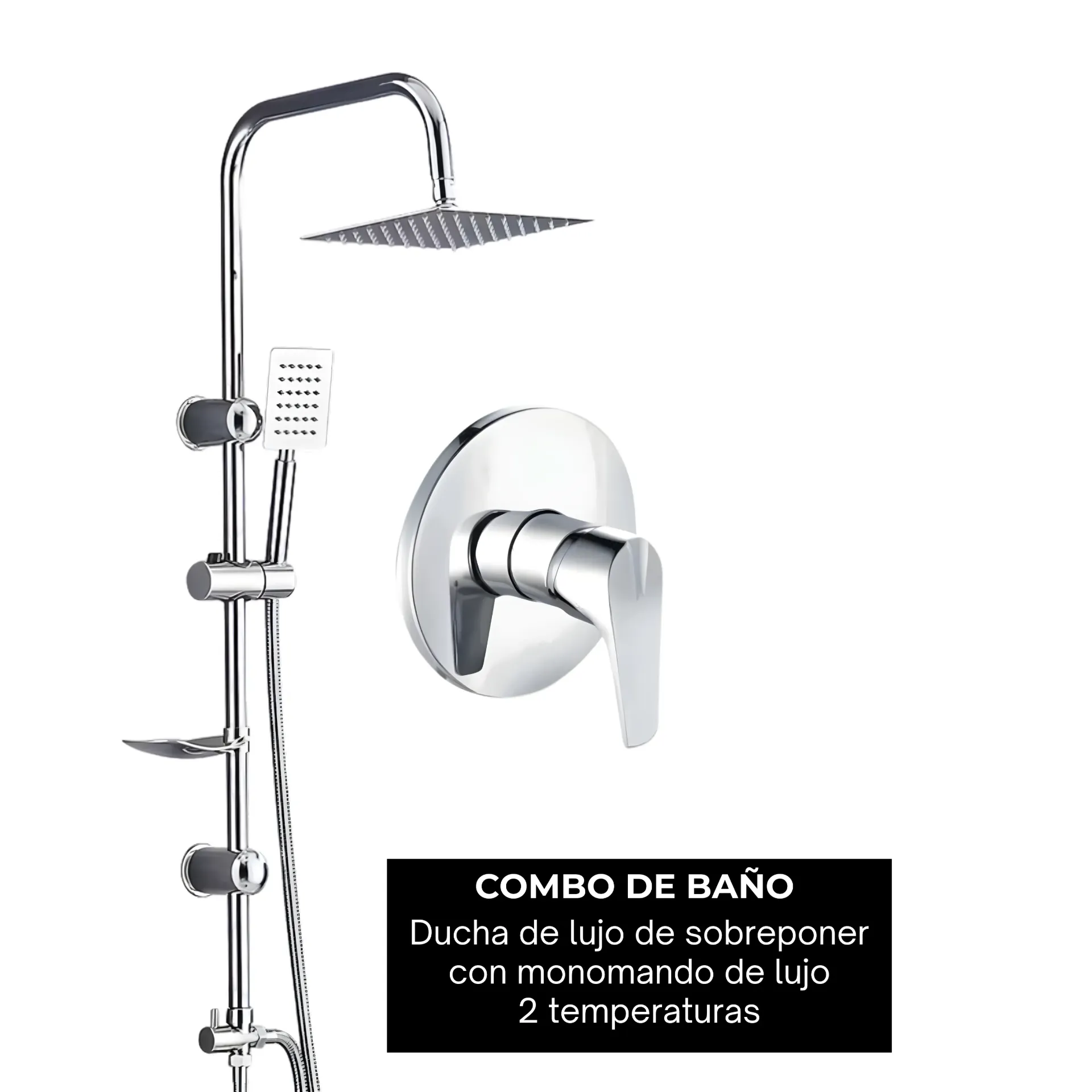 NO DISPONIBLE - PRODUCTO EN TRÁNSITO. Combo #53 Cromado con llave monomando