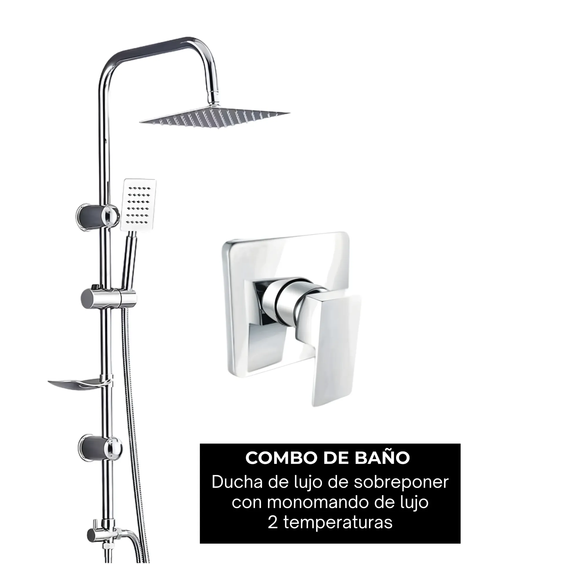 NO DISPONIBLE - PRODUCTO EN TRÁNSITO. Combo #54 Cromado con llave monomando