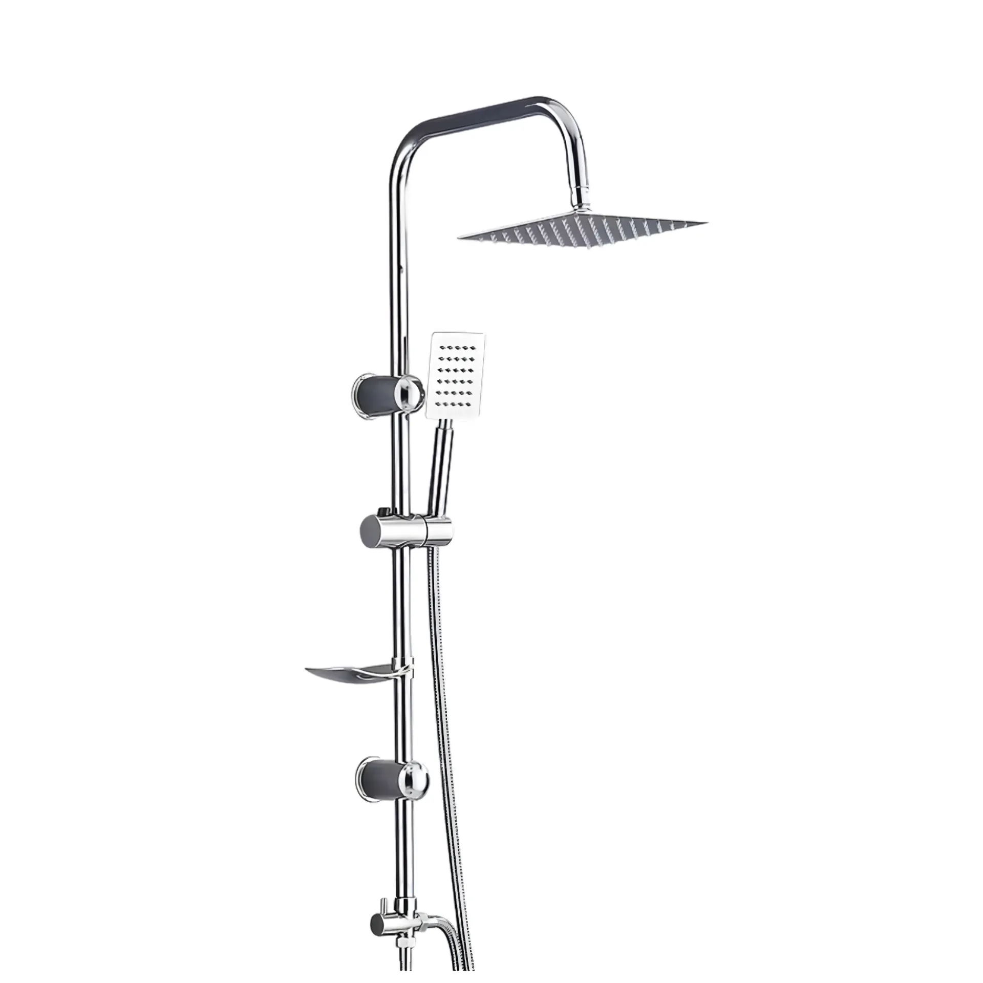 NO DISPONIBLE - PRODUCTO EN TRÁNSITO. Ducha de lujo de sobreponer cuadrada cromada, Acero inox, sin llave, Aqua Q.