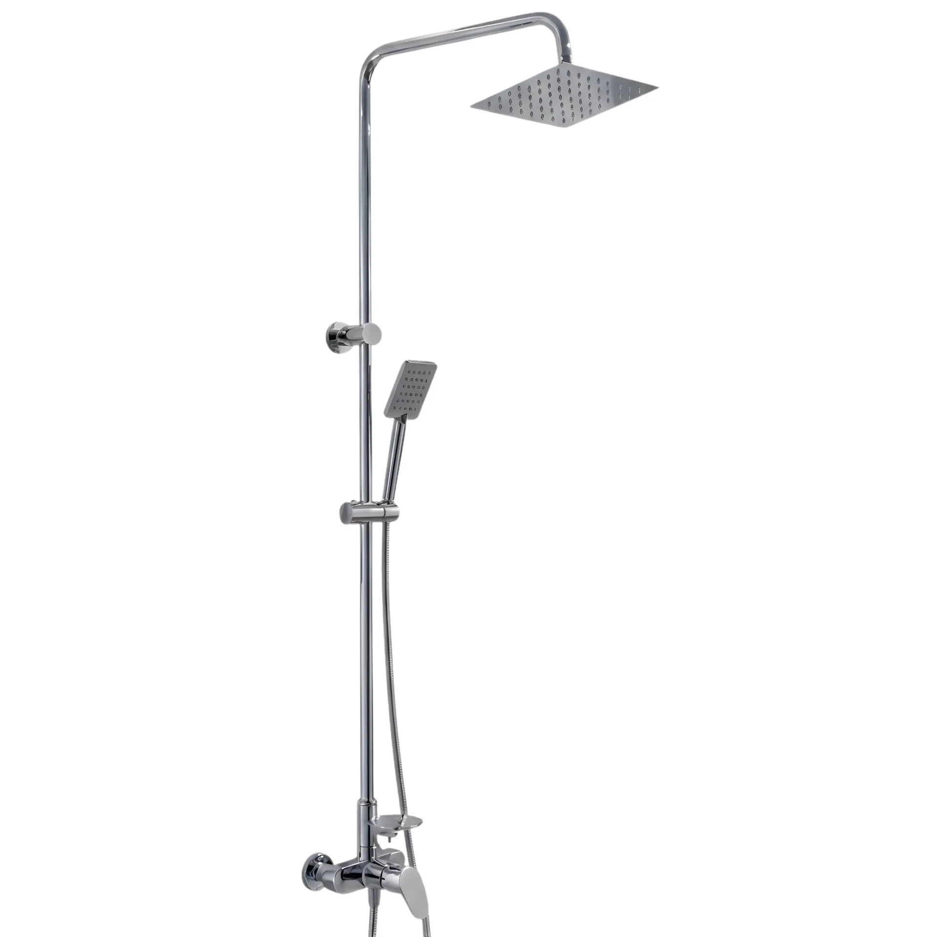 NO DISPONIBLE - PRODUCTO EN TRÁNSITO. Ducha de lujo de sobreponer cuadrada cromada con monomando integrado, Acero inox, con monomando, Aqua Q.
