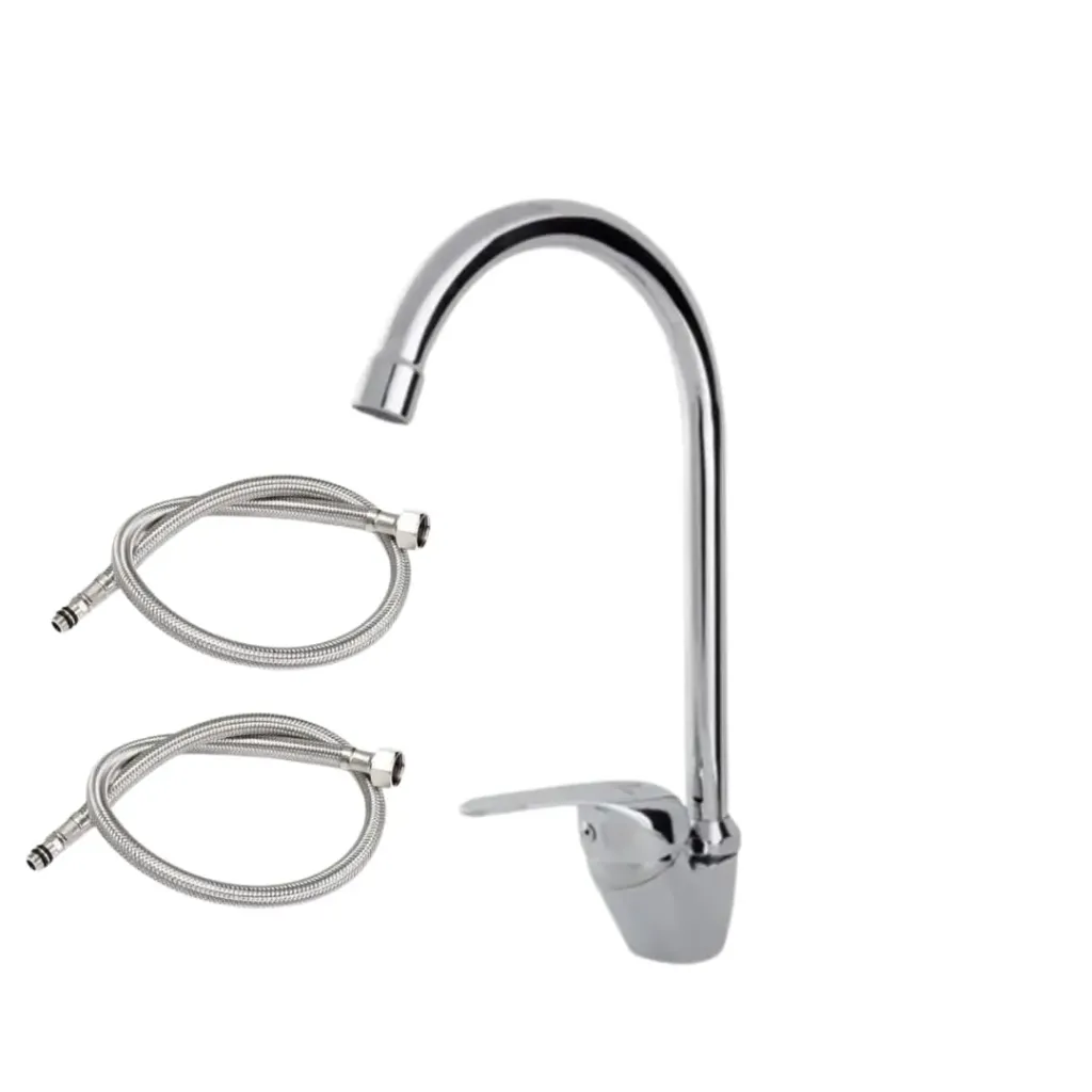 [Q7-GSO-6310] Llave de lavaplatos monomando cromado con canillas 3/8'', Aqua-Q.