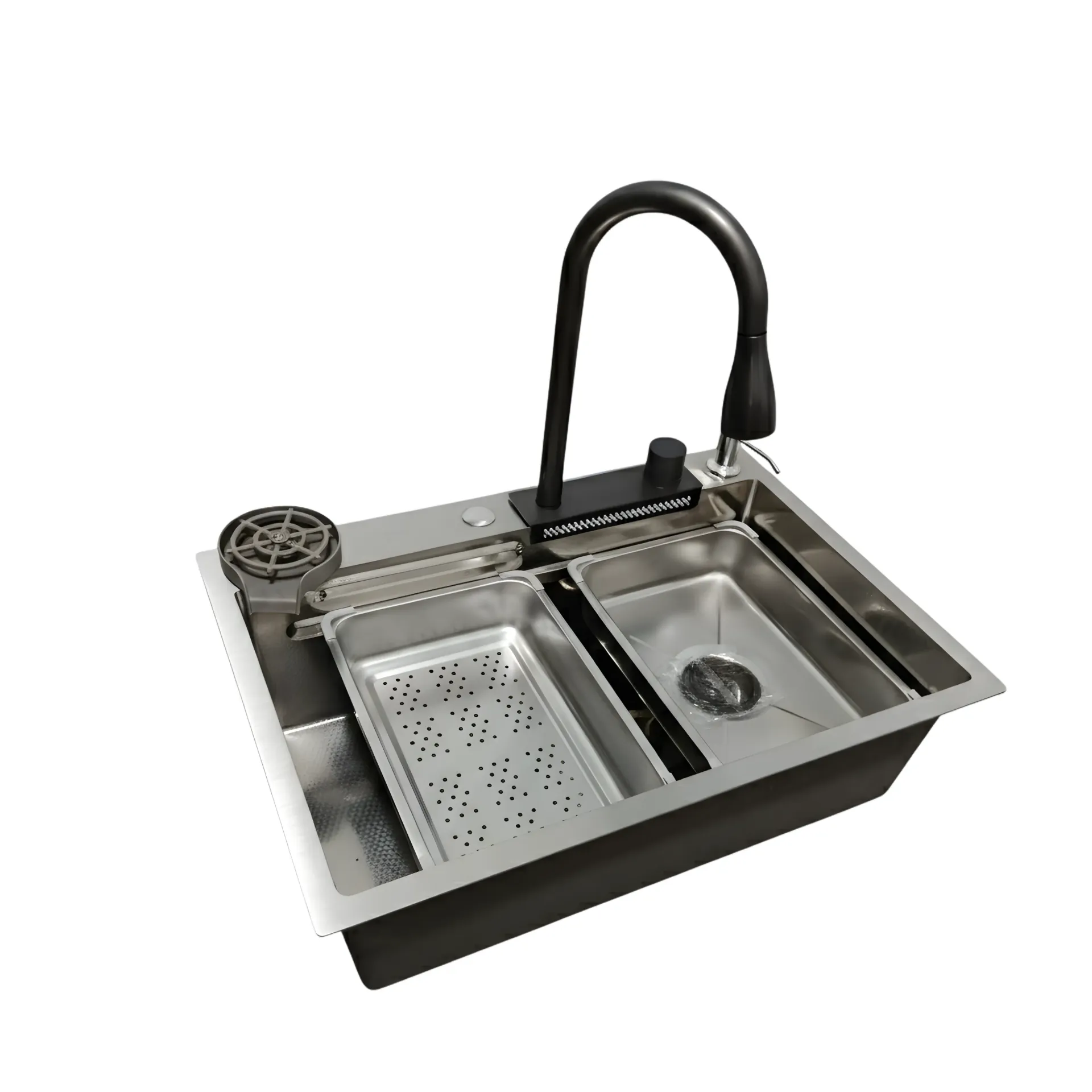 Lavaplatos de lujo multifuncional acero inox, con accesorios, satinado.