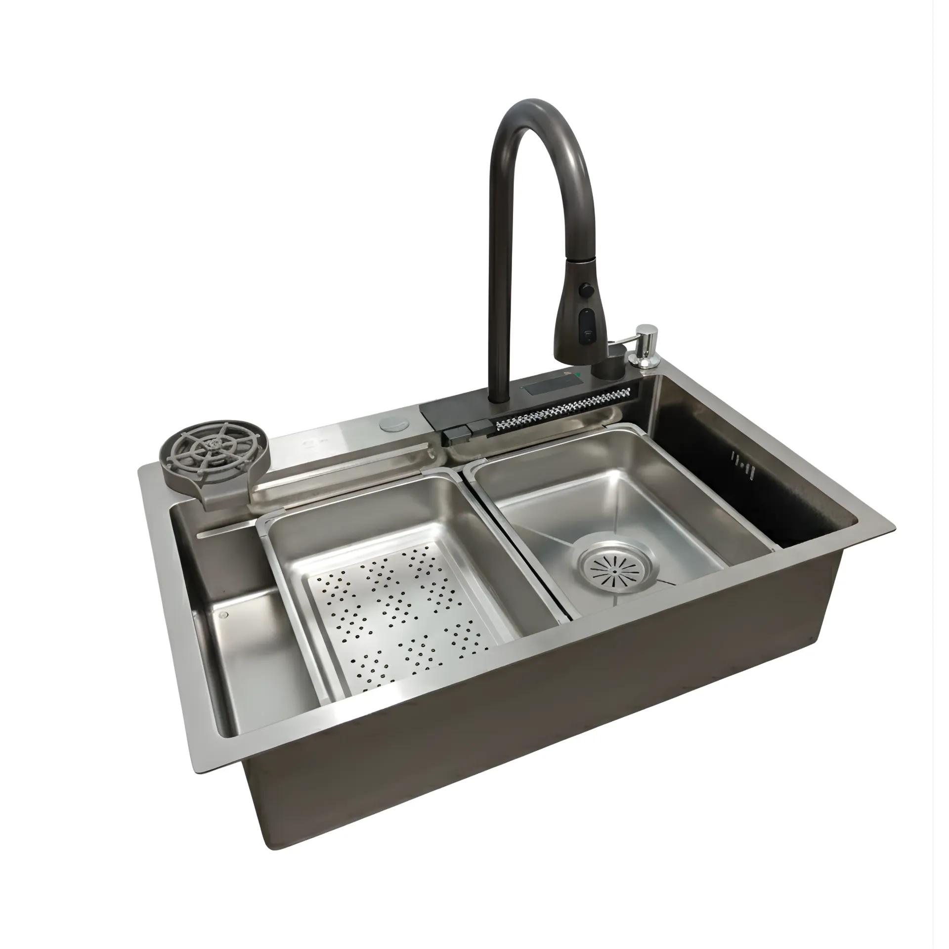 Lavaplatos de lujo multifuncional inteligente, acero inox, satinado. 68x45cm