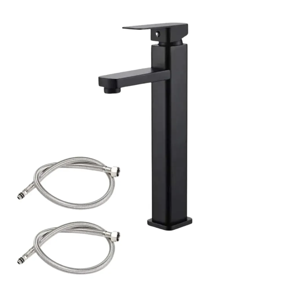 [AQP-23309] Llave de lavamano alta monomando negro mate para lavamanos de sobreponer, Aqua Plus.