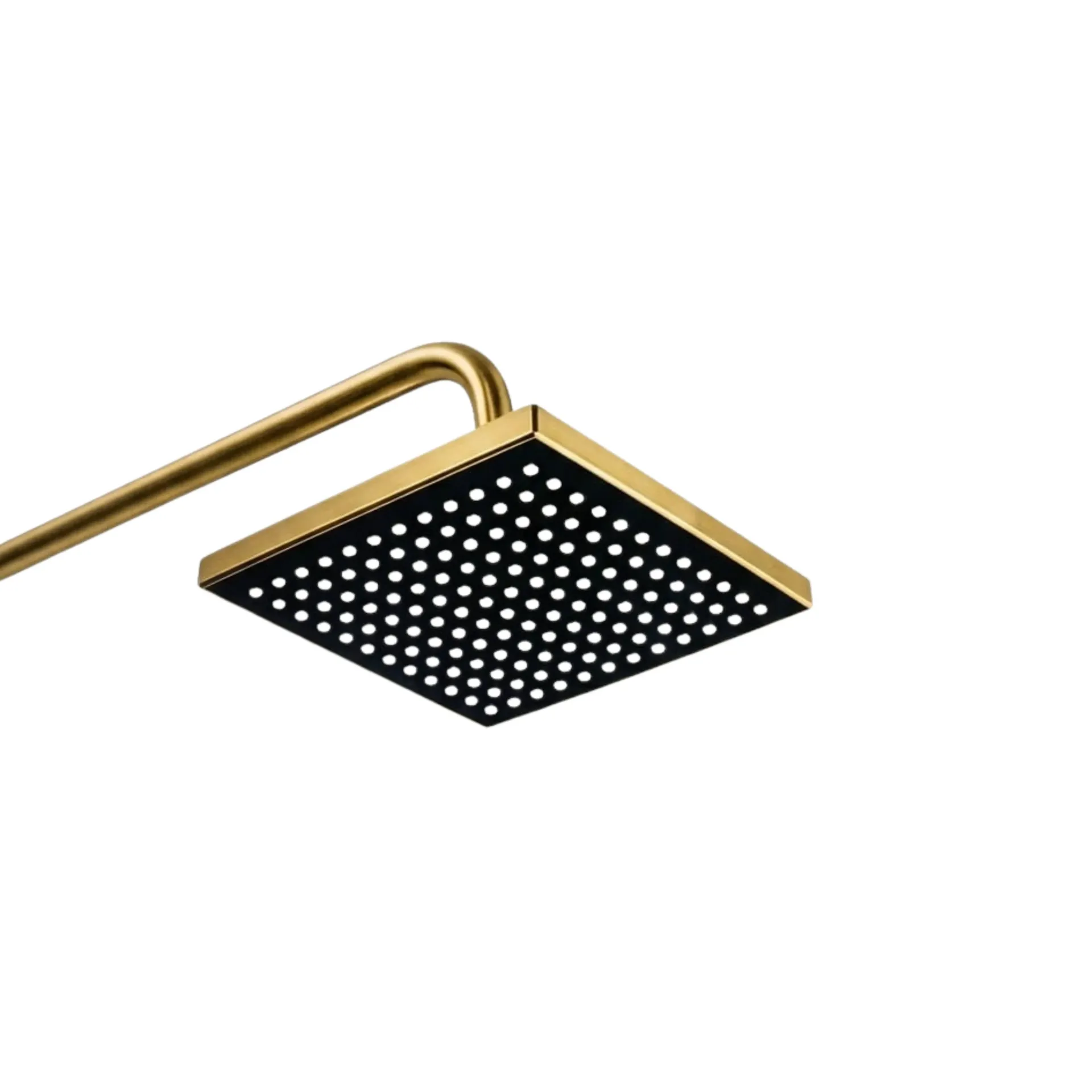 [AQP-22872] Ducha cuadrada, dorada con negro, 8'' con tubo y roseta en metal-ABS, Aqua Plus.