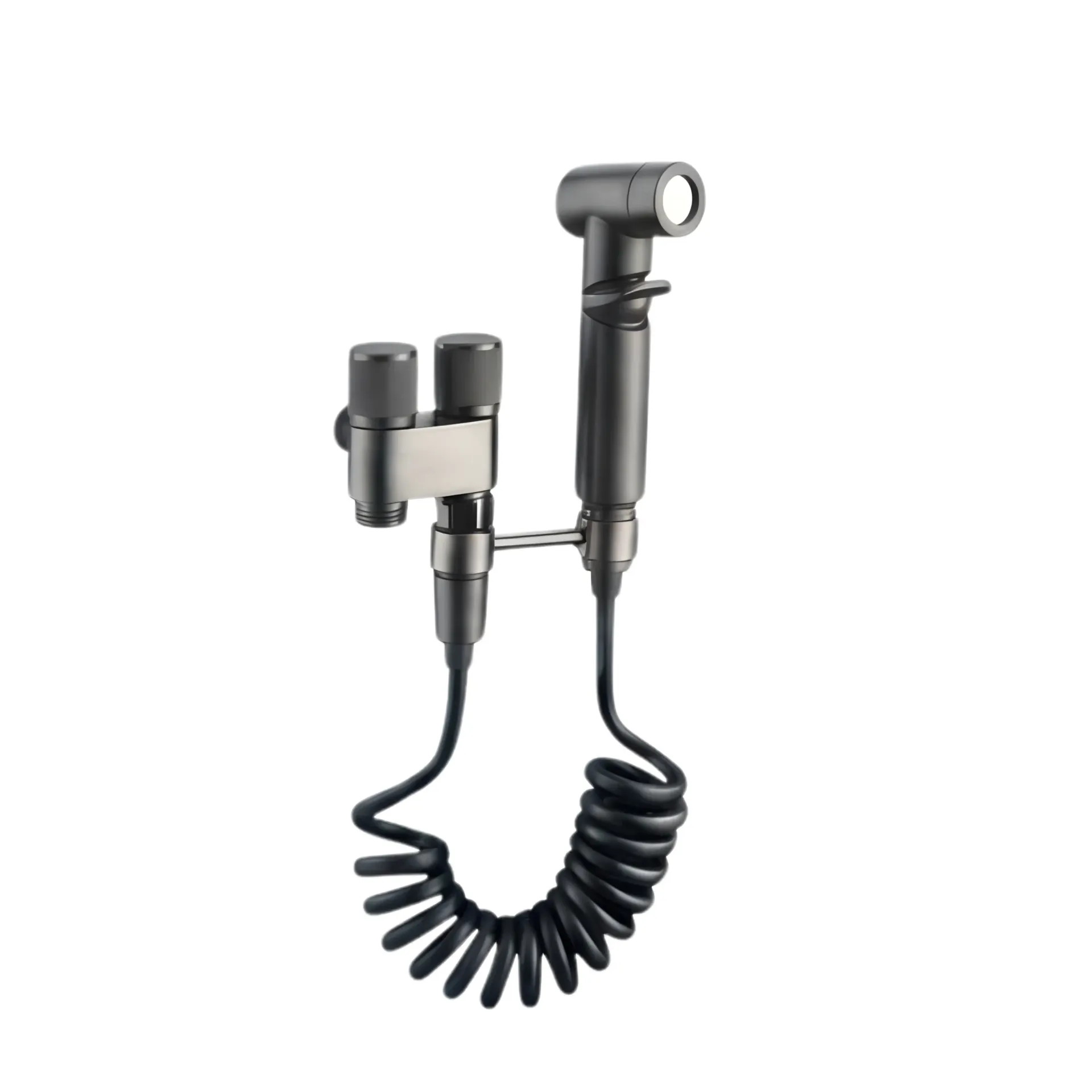 [AQP154-GY] Ducha teléfono satinada de lujo, doble arresto en acero-ABS, Aqua Plus.