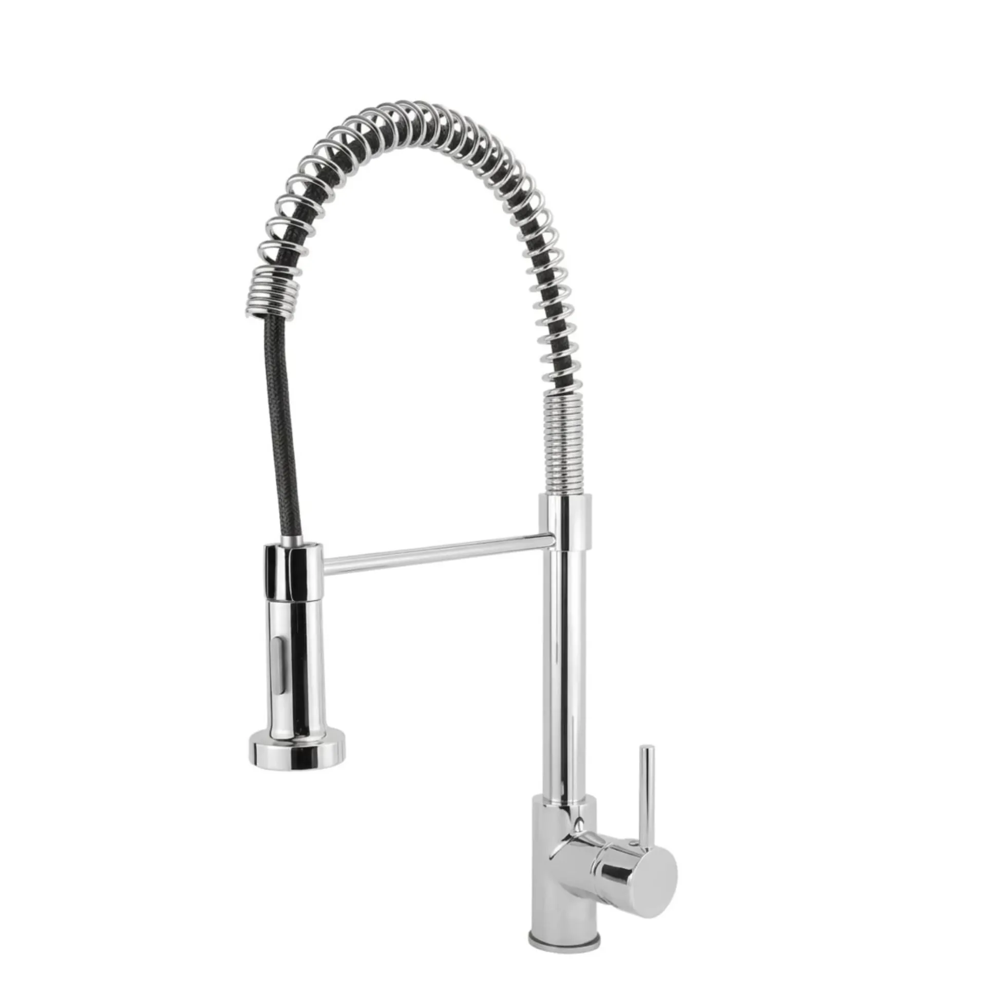 [AQP-21748] Llave de lavaplatos de lujo monomando, extensible, cromada, cuello de cisne en acero-ABS, Aqua Plus.