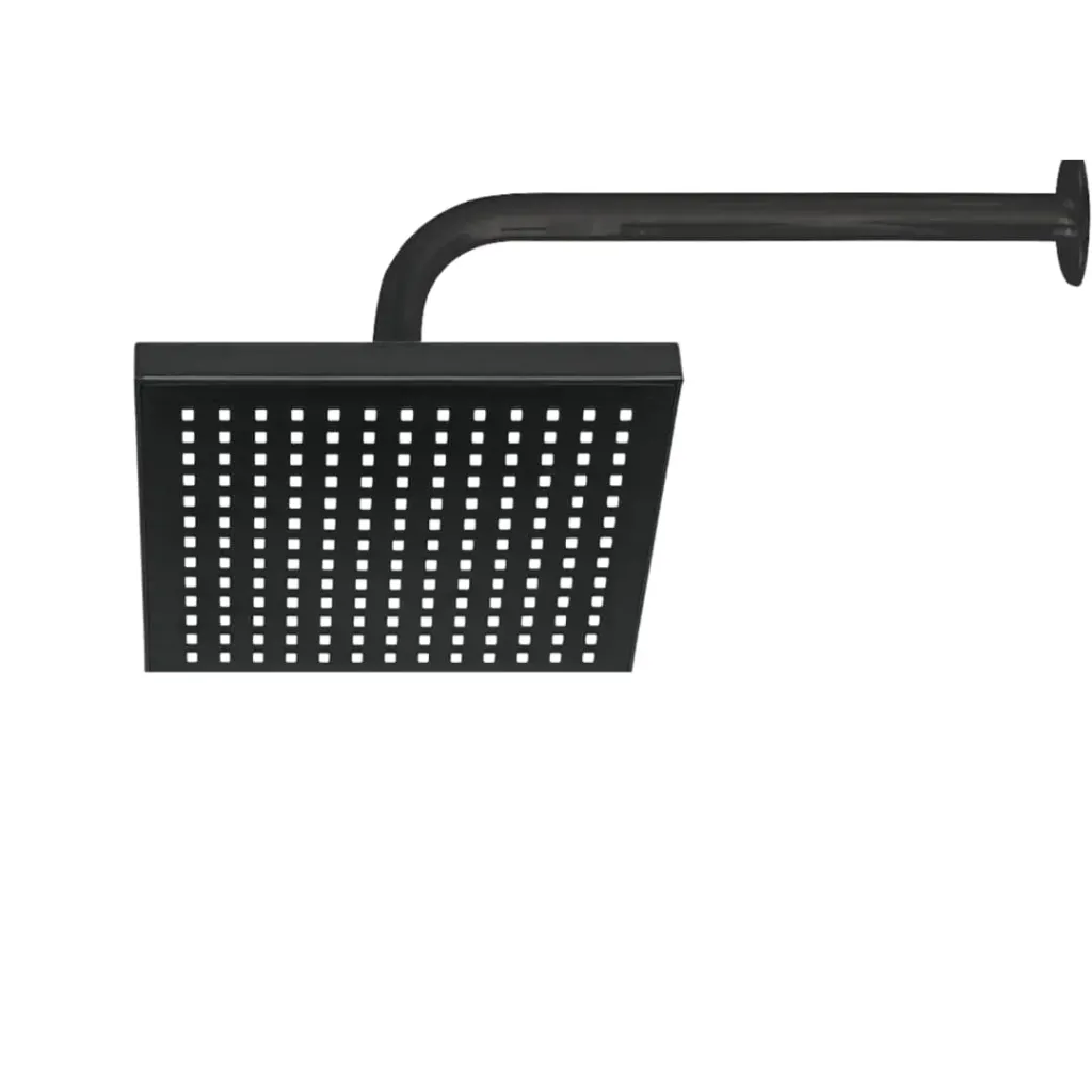 [AQP-22858] Ducha cuadrada negro mate 8'' con tubo y roseta en metal-ABS, Aqua Plus.