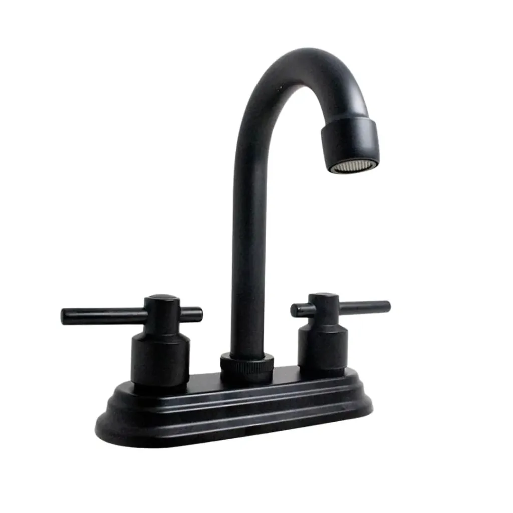 [AQP-22848] Llave de lavamanos doble negro mate 4'', Aqua Plus.