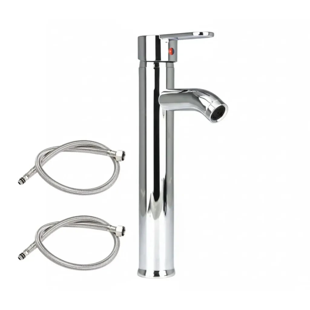 [AQP-23312] Llave de lavamano alta monomando cromada para lavamanos de sobreponer, Aqua Plus.