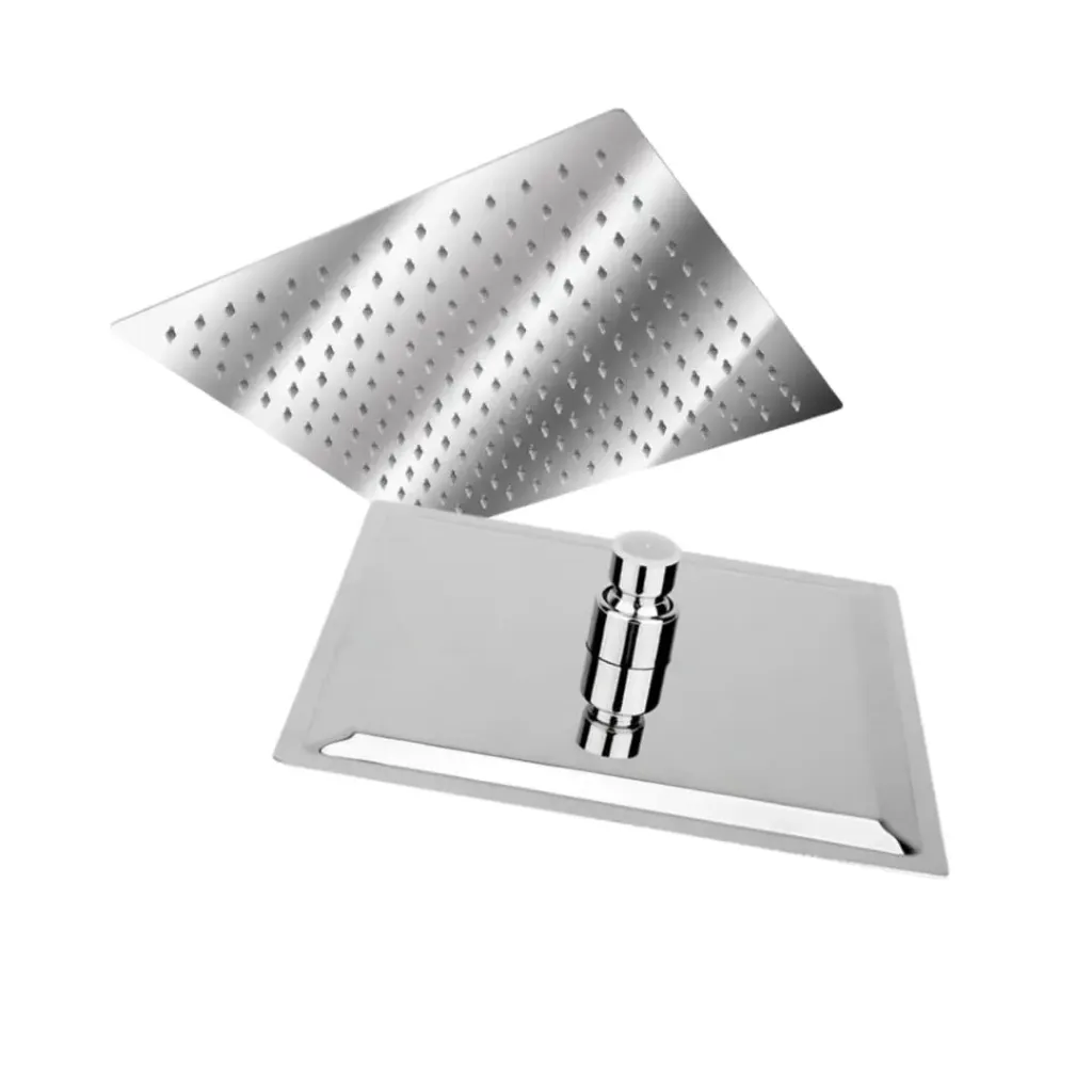 Ducha cuadrada cromada 8'' en acero inox, Aqua Plus.