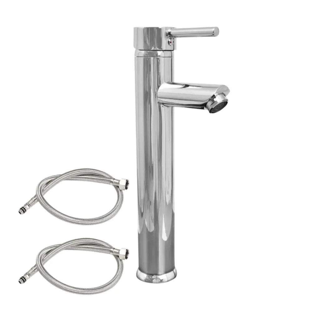 [HTK-M-39C] Llave de lavamano alta monomando cromada para lavamanos de sobreponer, Hidrotek.
