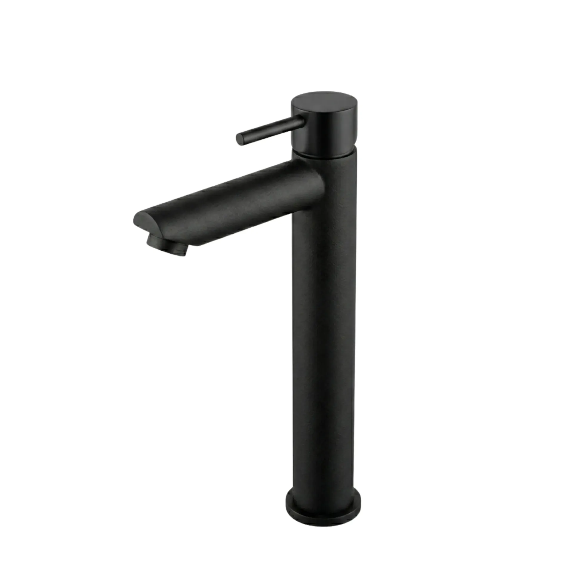 [HTK-LL-12C] Llave de lavamano alta de una temperatura, redonda, negro mate para lavamanos de sobreponer, Hidrotek.