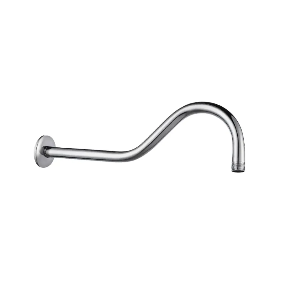 [AQP-22993] Tubo de ducha cromado curvo 39cm con roseta, Aqua Plus.