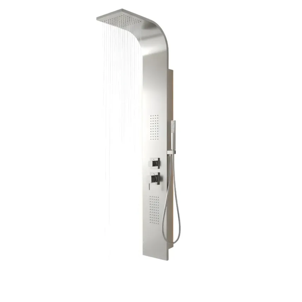 NO DISPONIBLE - PRODUCTO EN TRÁNSITO. Panel de ducha de lujo, plateado, Hidrotek.